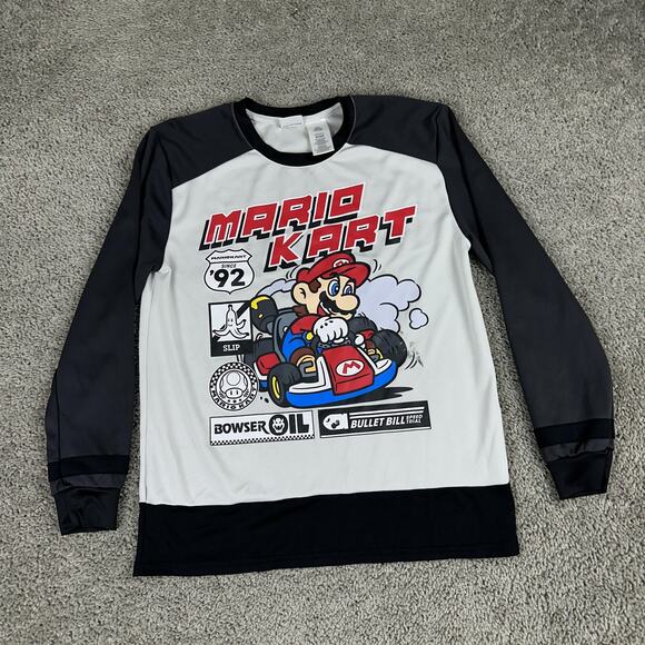 Mario Kart Shirt Mens Small Black White Long Sleeve Nintendo Graphic Racing - Picture 2 of 13